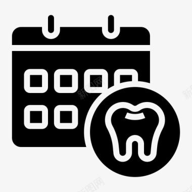 牙科日历检查牙科图标