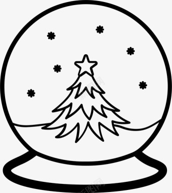 圣诞树雪球装饰松树图标