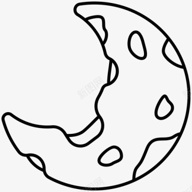 简笔画月亮陨石坑新月图标