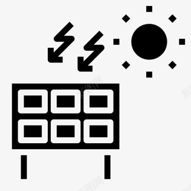 太阳能充电桩太阳能电池板工业固体图标