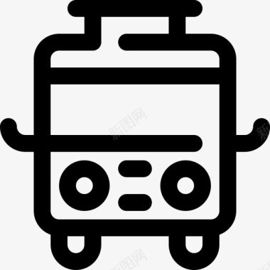 公共标识红面包车公共汽车公共交通工具图标