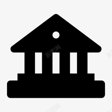 公共标识红银行建筑外部图标