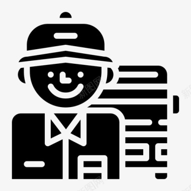 公共标识红公共汽车司机工作职业图标