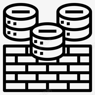 公共标识安全防火墙砖块网络图标