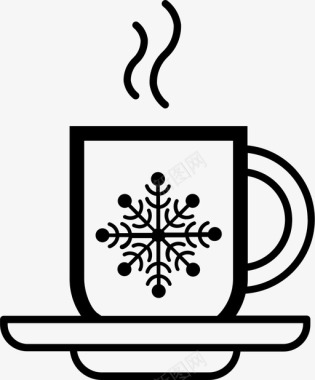 透明雪花冬季马克杯咖啡杯子图标