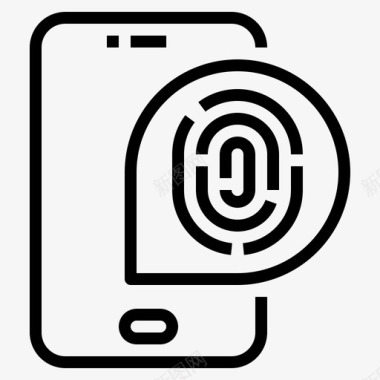 指纹扫描安全智能手机图标
