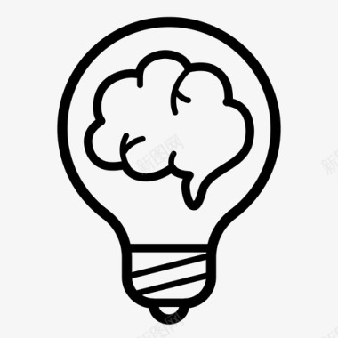 创意设计灯泡大脑明亮图标
