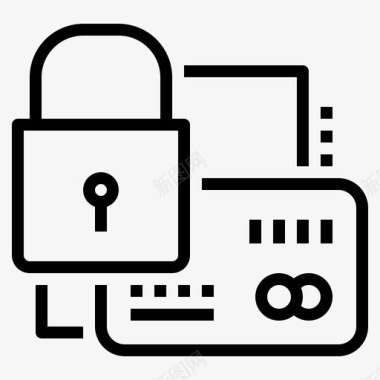 公共标识安全信用卡挂锁支付图标