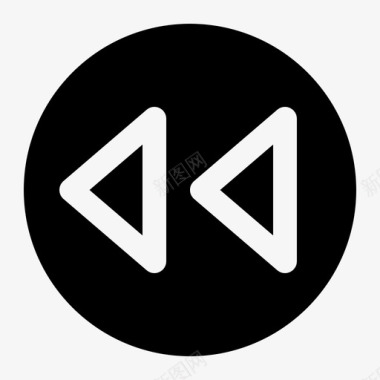 圆形红色反转圆形倒带图标