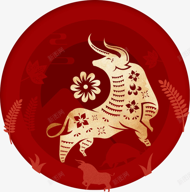 新年牛年喜庆2021春节png免抠素材_88icon https://88icon.com 春节 牛年 新年 喜庆