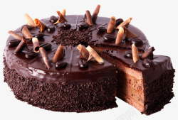 切开的巧克力蛋糕美食素材