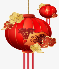 中国风灯笼春节祥云素材