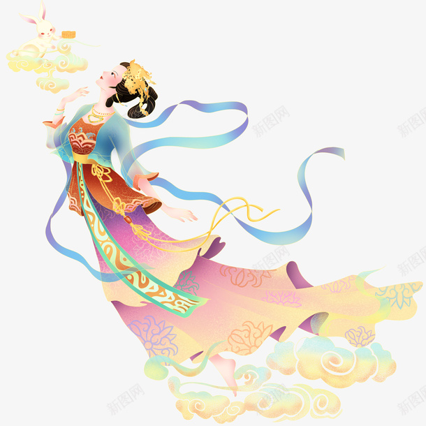 中秋节中国风人物插画嫦娥psd免抠素材_88icon https://88icon.com 古风 嫦娥 人物 国潮