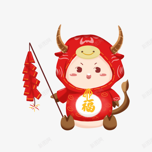 卡通牛鞭炮元素png免抠素材_88icon https://88icon.com 牛年 新春剪纸 PNG素材 2021 牛年元素