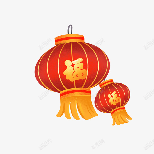 新年喜庆红色灯笼psd免抠素材_88icon https://88icon.com 新年 喜庆 红色 灯笼