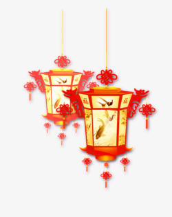 手绘中国风灯笼中国风灯笼元宵节插图高清图片