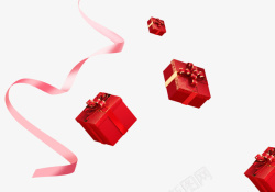 礼物盒盒子喜庆元素丝带飘带素材