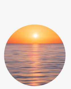圆形图标海上日落日出素材