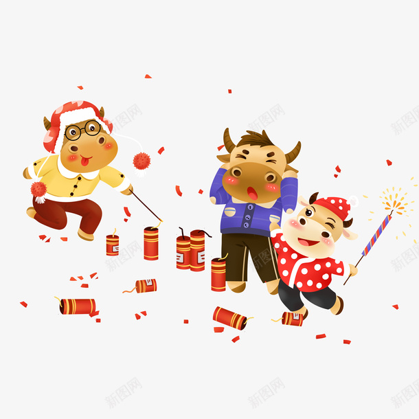 玩游戏的小牛们png免抠素材_88icon https://88icon.com 牛年 新春剪纸 PNG素材 2021