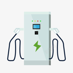绿色电动新能源汽车矢量卡通充电桩素材