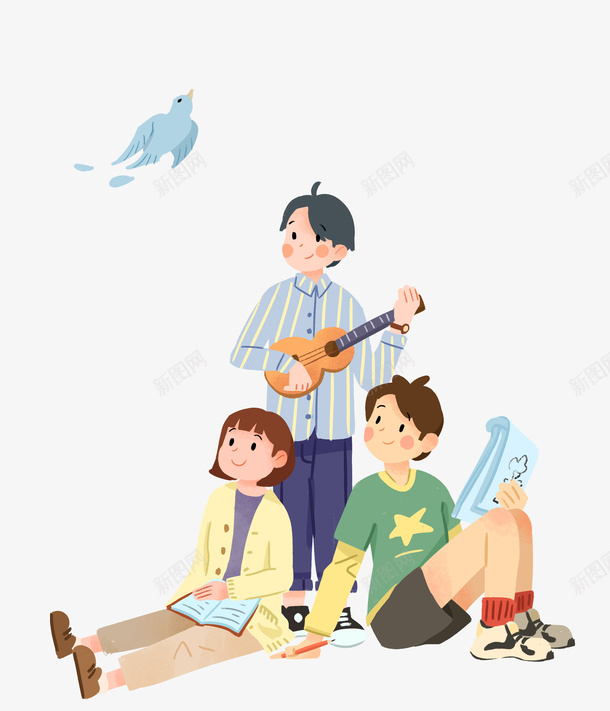 学习的青年人装饰画png免抠素材_88icon https://88icon.com 青年节 青年人 学习 白鸽 希望 积极向上