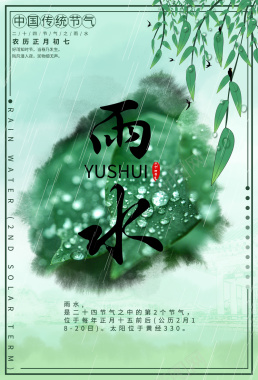 中国风二十四气节雨水背景