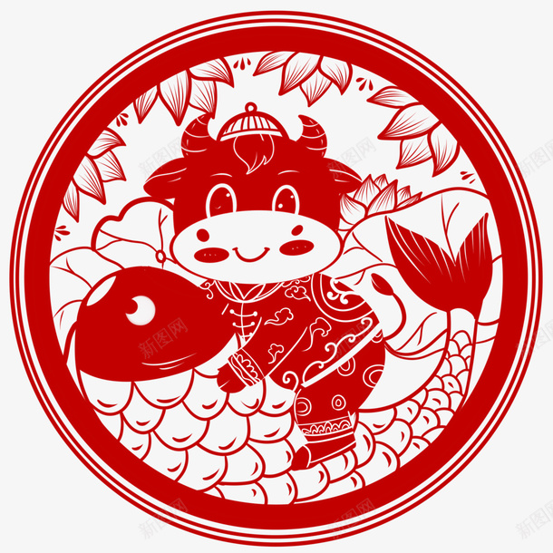 卡通小牛png剪纸png免抠素材_88icon https://88icon.com 牛年 2021 png素材 剪纸