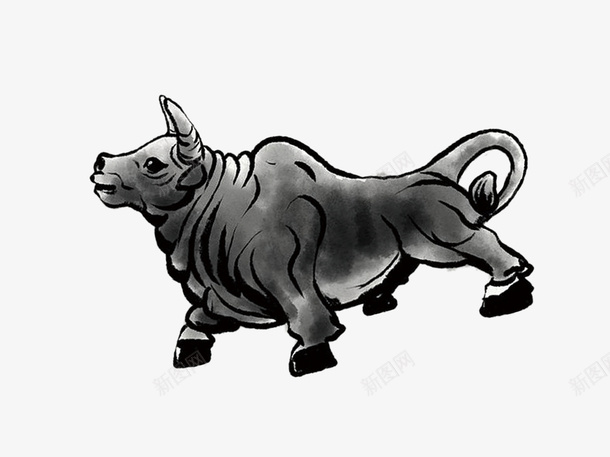水墨牛老牛psd免抠素材_88icon https://88icon.com 国画牛 水墨牛 水墨画 牛 老牛 黑牛