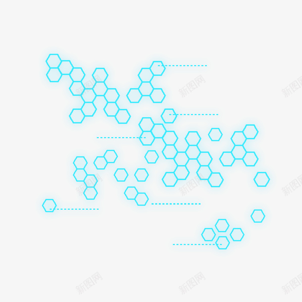 蓝色六边形科技元素装饰png免抠素材_88icon https://88icon.com 元素 六角形科技 六角网格 六边形 科技 装饰