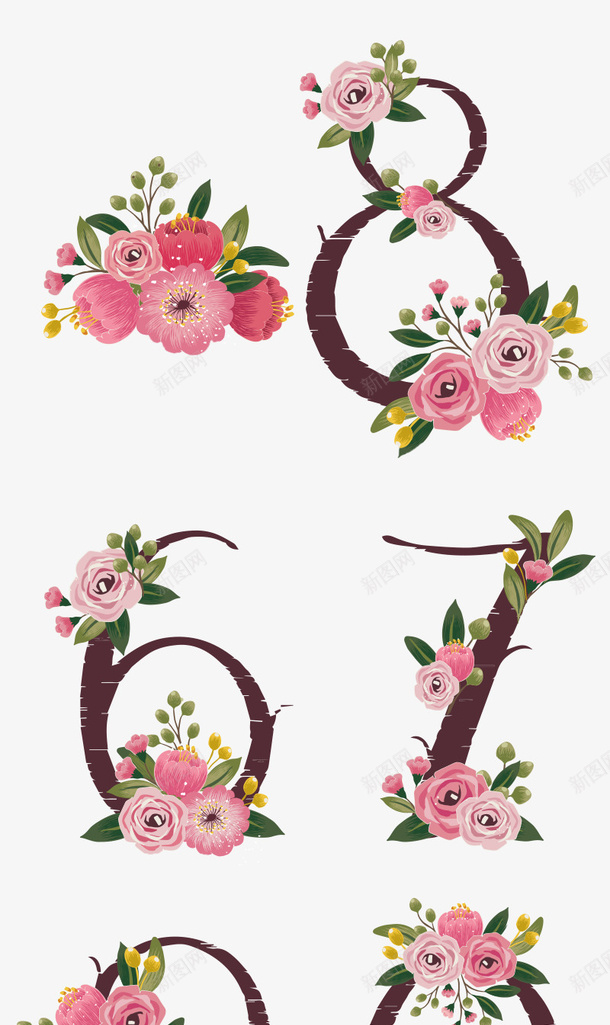 春天手绘鲜花数字png免抠素材_88icon https://88icon.com 春天 手绘 鲜花 数字