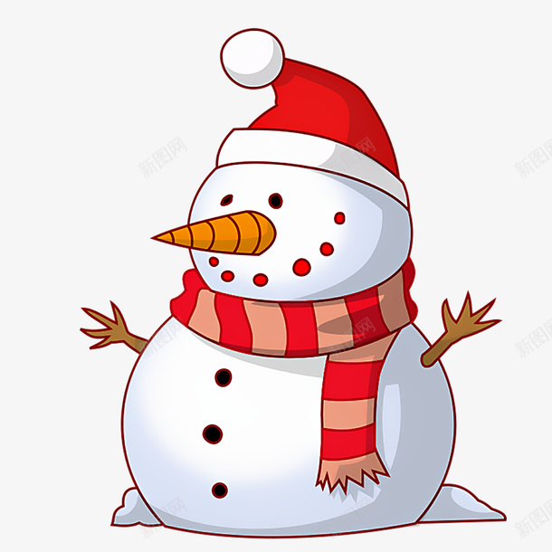 一个戴着圣诞帽的雪人png免抠素材_88icon https://88icon.com 雪人 冬天 卡通 雪天
