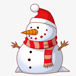 一个雪人一个戴着圣诞帽的雪人高清图片