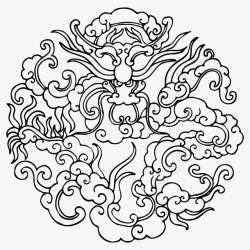 国潮中国龙传统图案圆形标10素材
