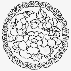 牡丹PNG图案花纹圆形传统图案高清图片