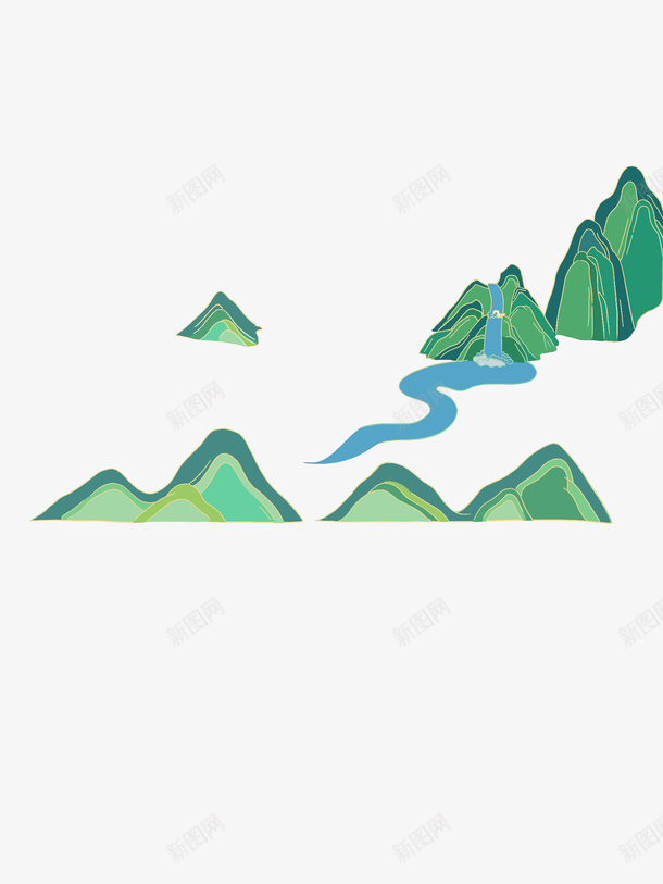 中国风山水插画部分png免抠素材_88icon https://88icon.com 山 水 中国风 插画