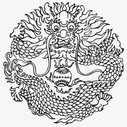 国潮中国龙传统图案圆形标素材
