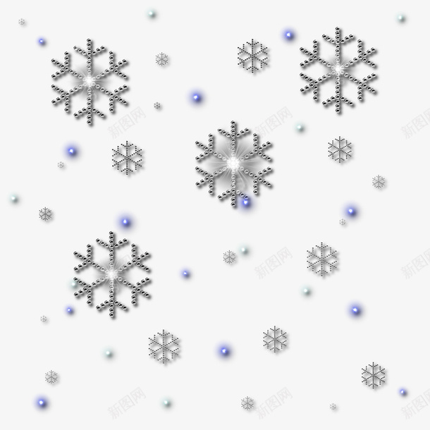 下雪雪花大小不一png免抠素材_88icon https://88icon.com 雪花 六角 冬天 下雪