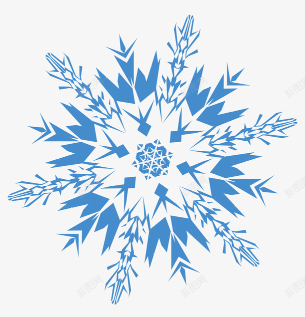 一片蓝色的雪花几何形状png免抠素材_88icon https://88icon.com 雪花 细节图 六角 纯色