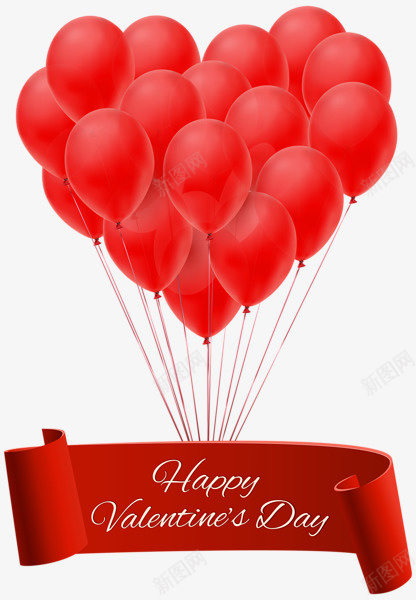 红色气球组成的红色爱心png免抠素材_88icon https://88icon.com 红色 气球 红色爱心 一簇