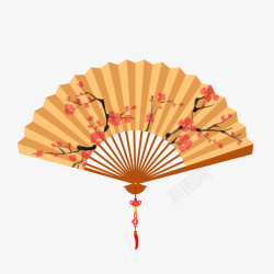 中国风红色折纸扇新年中国风折纸扇子高清图片