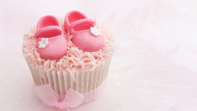 蛋糕粉色糖鞋背景