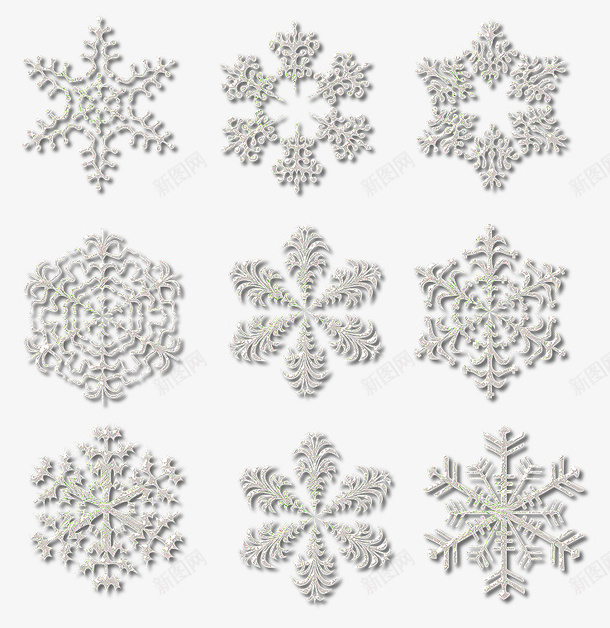 白色雪花多种样式png免抠素材_88icon https://88icon.com 雪花 六角 冬天 下雪