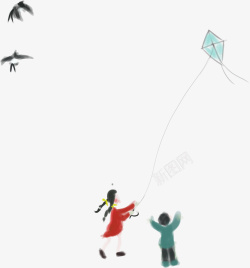 燕子风筝与孩童素材