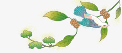 国潮中国风传统鸟树素材素材
