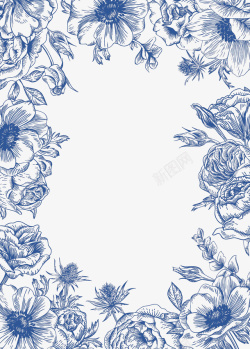 手绘花卉植物欧式边框素材