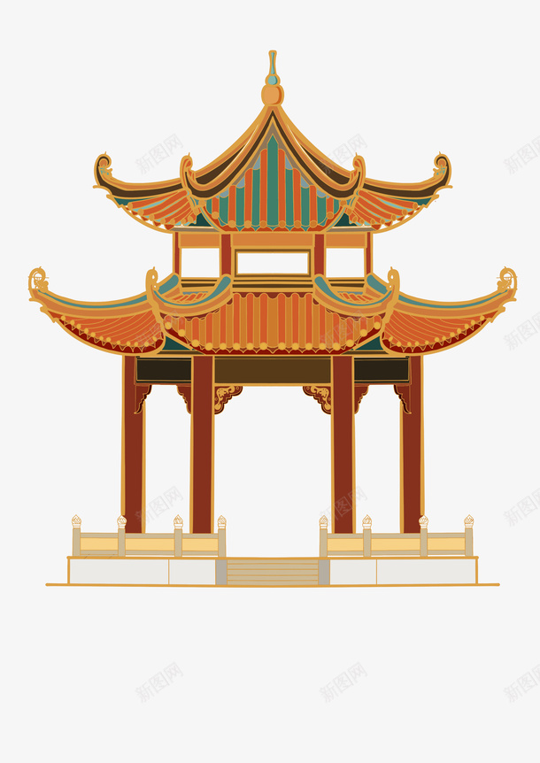 中国风建筑亭子png免抠素材_88icon https://88icon.com 亭子 建筑 中国风 色彩