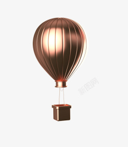 玫瑰金色金箔热气球装饰素材