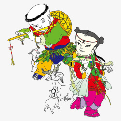 春节元素新年传统文化财神剪纸素材