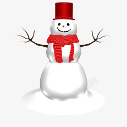 红帽子围巾的雪人素材
