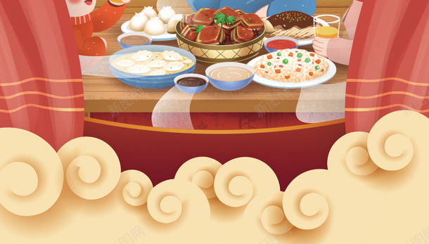春节年夜饭灯笼帷幕手绘人物饭桌祥云psd免抠素材_88icon https://88icon.com 春节 年夜饭 灯笼 帷幕 手绘人物 饭桌 祥云